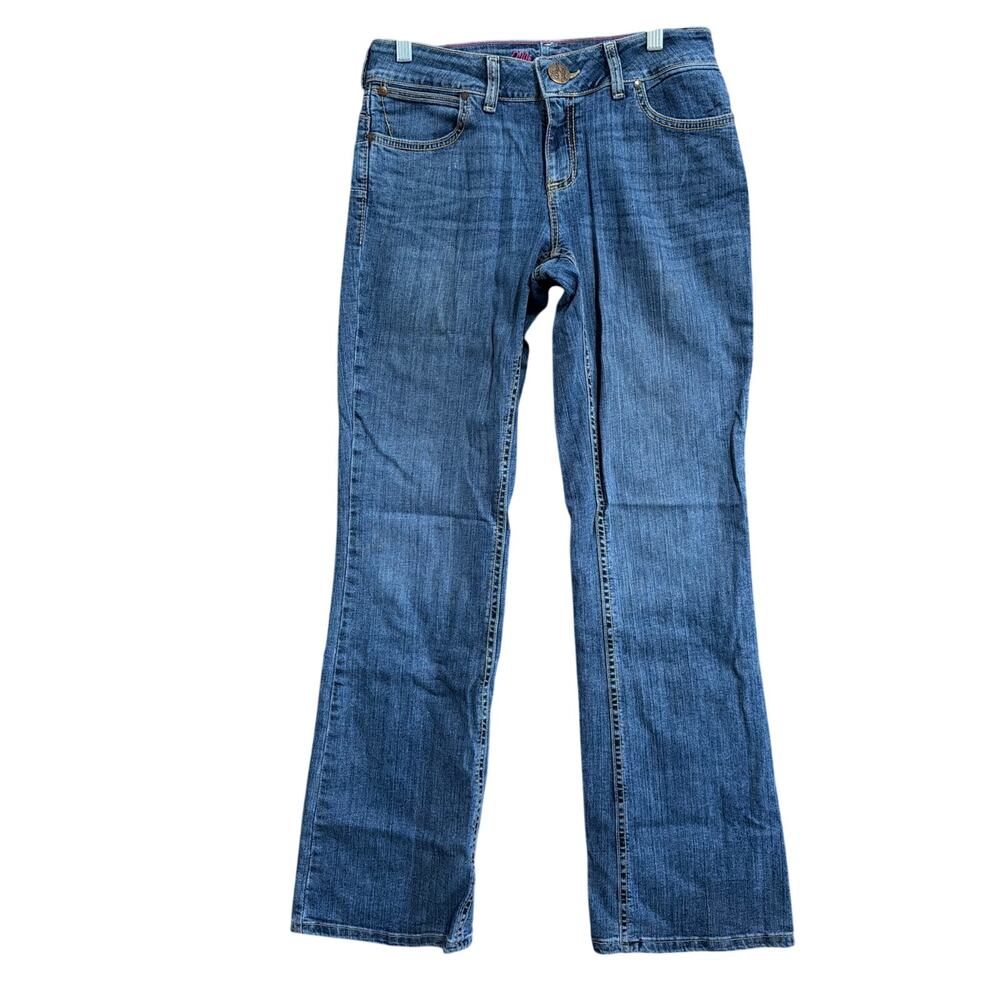 Wrangler Womens Jeans Blue Denim Embroidered Mid Rise Straight Stretch 5/6x32
